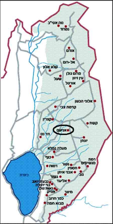 מפת ישראל רמת הגולן